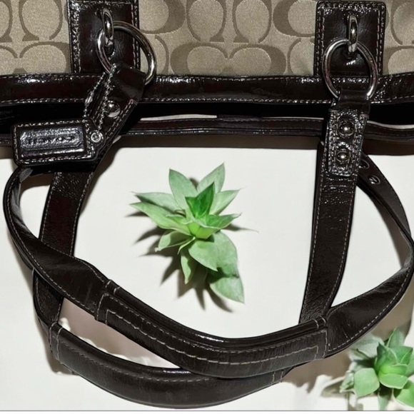 Coach Tan and Black Signature Tote Bag - Picture 4 of 5
